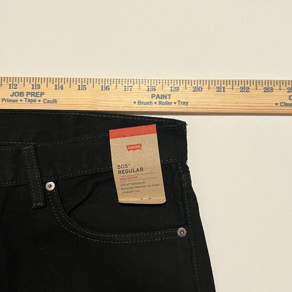Levi's 505 Regular Jeans *NWT Straight Leg Black Jeans Men's size 38x32 - Picture 2 of 8